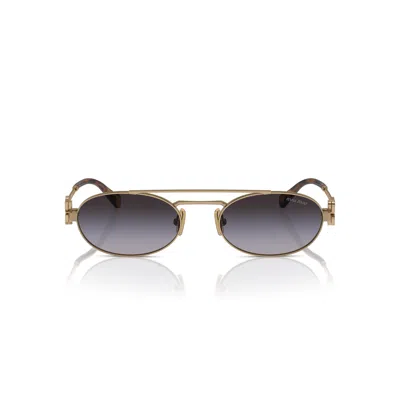 Miu Miu 0mu 54zs Oval-shaped Gold Metal Frame Sunglasses In Orange