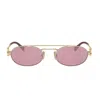Miu Miu Womens Gold Mu 54zs Oval-frame Metal Sunglasses In Pink