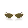 Miu Miu 0mu 56zs Angular Gold Metal Sunglasses In Green