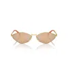 Miu Miu Womens Gold Mu 56zs Irregular-shape Metal Sunglasses In Brown