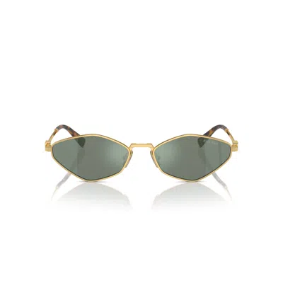 Miu Miu 0mu 56zs Geometric Gold-tone Metal Sunglasses In Green