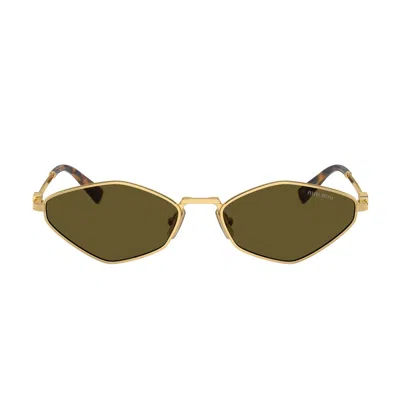 Miu Miu 0mu 56zs Miu Regard 5ak09z Gold Sunglasses