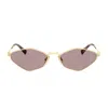 Miu Miu Metal Geometric Oval Sunglasses In Gold