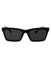 Miu Miu Angular Black Sunglasses With Rectangular Lenses In Nero
