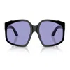 Miu Miu Oversized Geometric Frame Sunglasses With Elegant Detailing In Blue