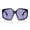 Miu Miu Oversized Geometric Frame Sunglasses With Elegant Detailing In Blue