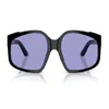 Miu Miu Oversized Geometric Frame Sunglasses With Elegant Detailing In Blue