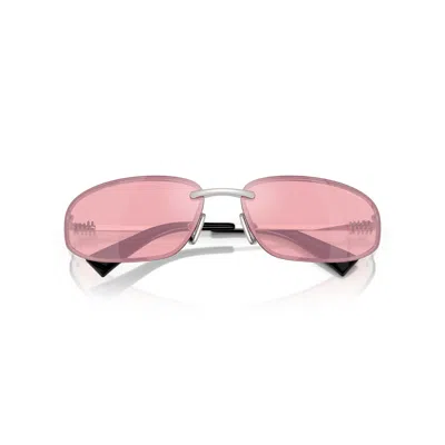 Miu Miu 0mu A50s Rectangular Rimless Sunglasses In Pink
