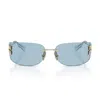 Miu Miu 75mm Oversize Rectangular Wrap Sunglasses In Blue