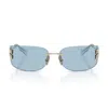 Miu Miu 75mm Oversize Rectangular Wrap Sunglasses In Blue