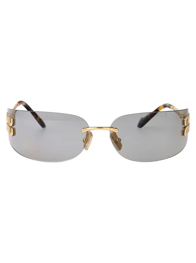 Miu Miu 0mu A51s Runway 5ak50k Oro Metal Sunglasses In Gray