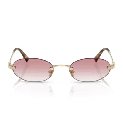 Miu Miu Womens Gold Mu A54s Oval-frame Metal Sunglasses In Neutral
