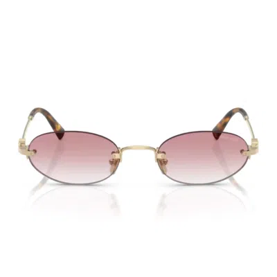 Miu Miu Womens Gold Mu A54s Oval-frame Metal Sunglasses In Neutral