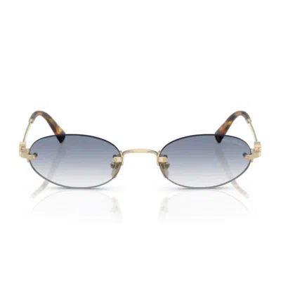 Miu Miu Logo Metal Oval Sunglasses In Gold
