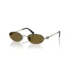 Miu Miu Womens Gold A54s Oval-frame Metal Sunglasses In Brown