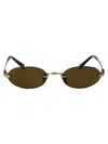 Miu Miu Womens Gold A54s Oval-frame Metal Sunglasses In Old Gold