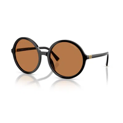 Miu Miu 0mu B02s Round Frame Sunglasses In Brown