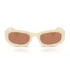 Miu Miu 0mu B04s Miu Glimpse 21d90q Bianco Latte Sunglasses In White