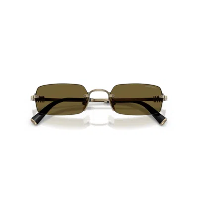 Miu Miu 0mu B50s Rectangular Metal Frame Sunglasses In Brown