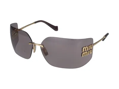 Miu Miu 0mu Logo-embellished Metal Sunglasses In Gold