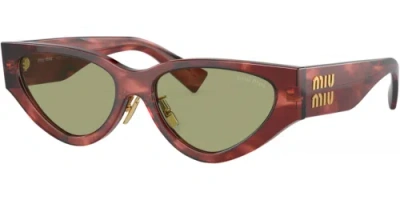 Pre-owned Miu Miu 0mu03zs-5412q60d Cat Eye Red In Green
