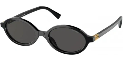 Pre-owned Miu Miu 0mu04zs-501ab5s0 Oval Black In Gray