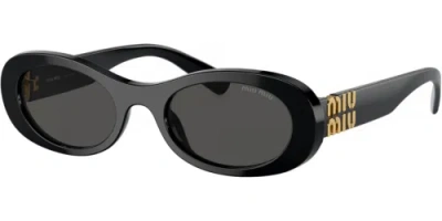 Pre-owned Miu Miu 0mu06zs-501ab5s0 Oval Black In Gray