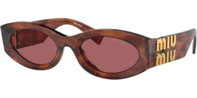 Pre-owned Miu Miu 0mu11ws-5411q08s Oval Brown In Purple