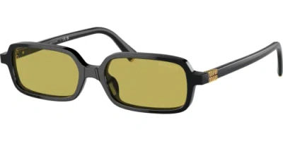 Pre-owned Miu Miu 0mu11zs-5116k07o Rectangle Black In Green