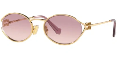Pre-owned Miu Miu 0mu52ys-545ak06s Oval Gold In Brown