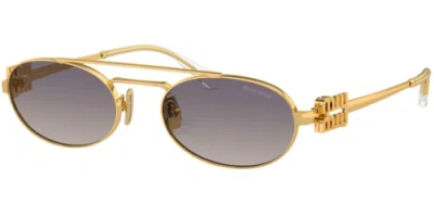 Pre-owned Miu Miu 0mu54zs-535ak30c Oval Gold In Gray