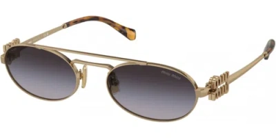 Pre-owned Miu Miu 0mu54zs-537oe5d1 Oval Gold In Gray