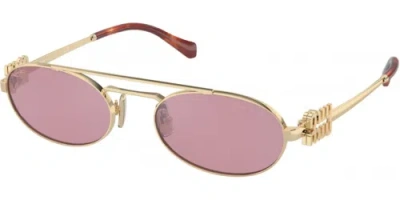 Pre-owned Miu Miu 0mu54zs-53zvn50d Oval Gold In Pink