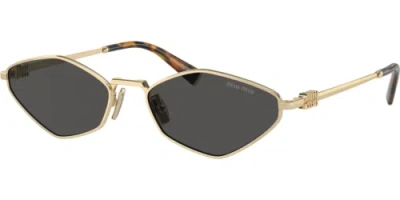 Pre-owned Miu Miu 0mu56zs-56zvn5s0 Irregular Gold In Gray