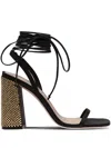 Miu Miu Black Ankle Tie-fastening Sandals In Schwarz