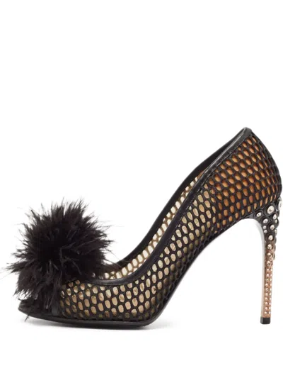 Pre-owned Miu Miu 100mm Feather-embellished Pumps