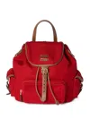 Miu Miu Canvas And Leather Backpack In レッド