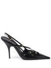 Miu Miu Patent Leather Slingbacks With Buckles In Black