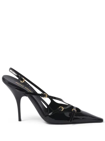 MIU MIU 105MM BUCKLE-EMBELLISHED SLINGBACK PUMPS