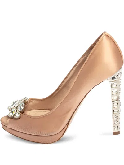 Pre-owned Miu Miu 105mm Crystal-embellished Peep-toe Pumps