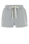 Miu Miu Cotton Shorts With Drawstring And Elastic Waistband In Gray