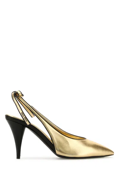 Miu Miu Gold Leather Pumps