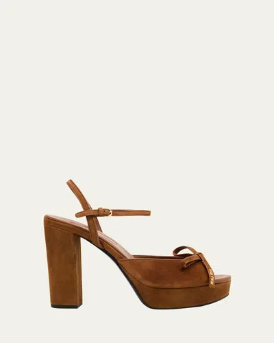 Miu Miu 110mm Calzature Suede Platform Sandals In Brown