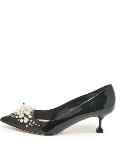 Pre-owned Miu Miu 110mm Pearl-embellished Pointed-toe Pumps
