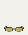Miu Miu Logo-lettering Rectangle-frame Sunglasses In Black