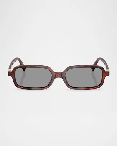 Miu Miu 11zs Rectangular Sunglasses In Brown