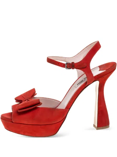 Pre-owned Miu Miu 120mm Bow-embellished Platform Sandals
