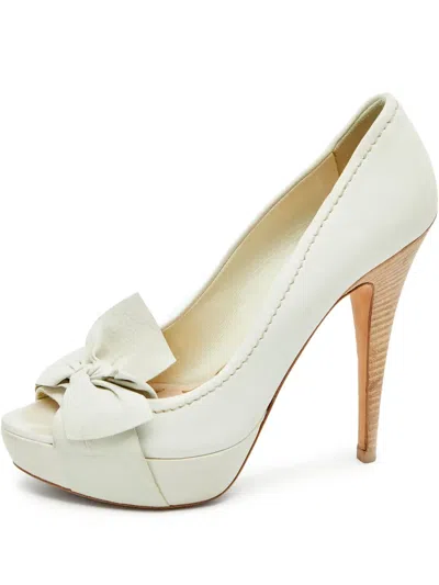 Pre-owned Miu Miu 125mm Bow-detail Peep-toe Platform Pumps