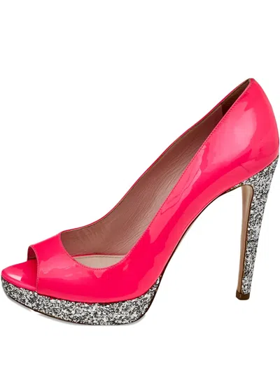 Pre-owned Miu Miu 125mm Patent Leather Glitter Pumps