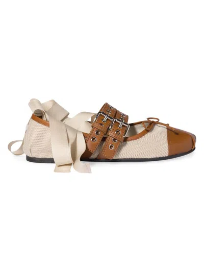 Miu Miu Canvas Ballerina Flats In Multi